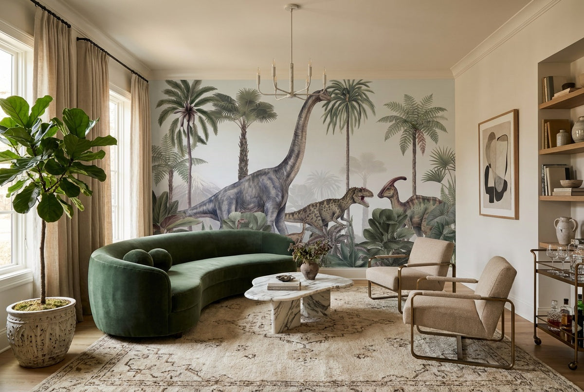 custom gray dinosaur lounge removable non woven vinyl peel and stick wallpaper mural