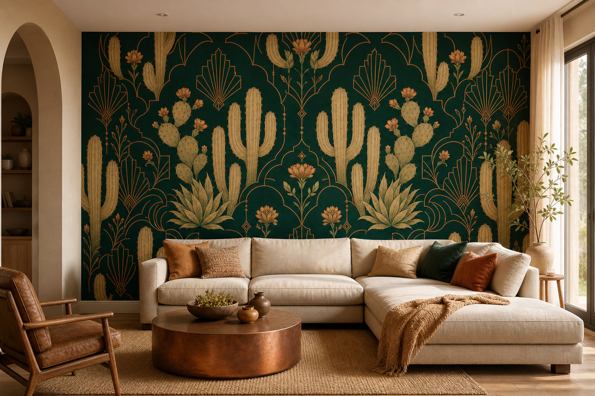 Green Cactus Wallpaper Mural product view