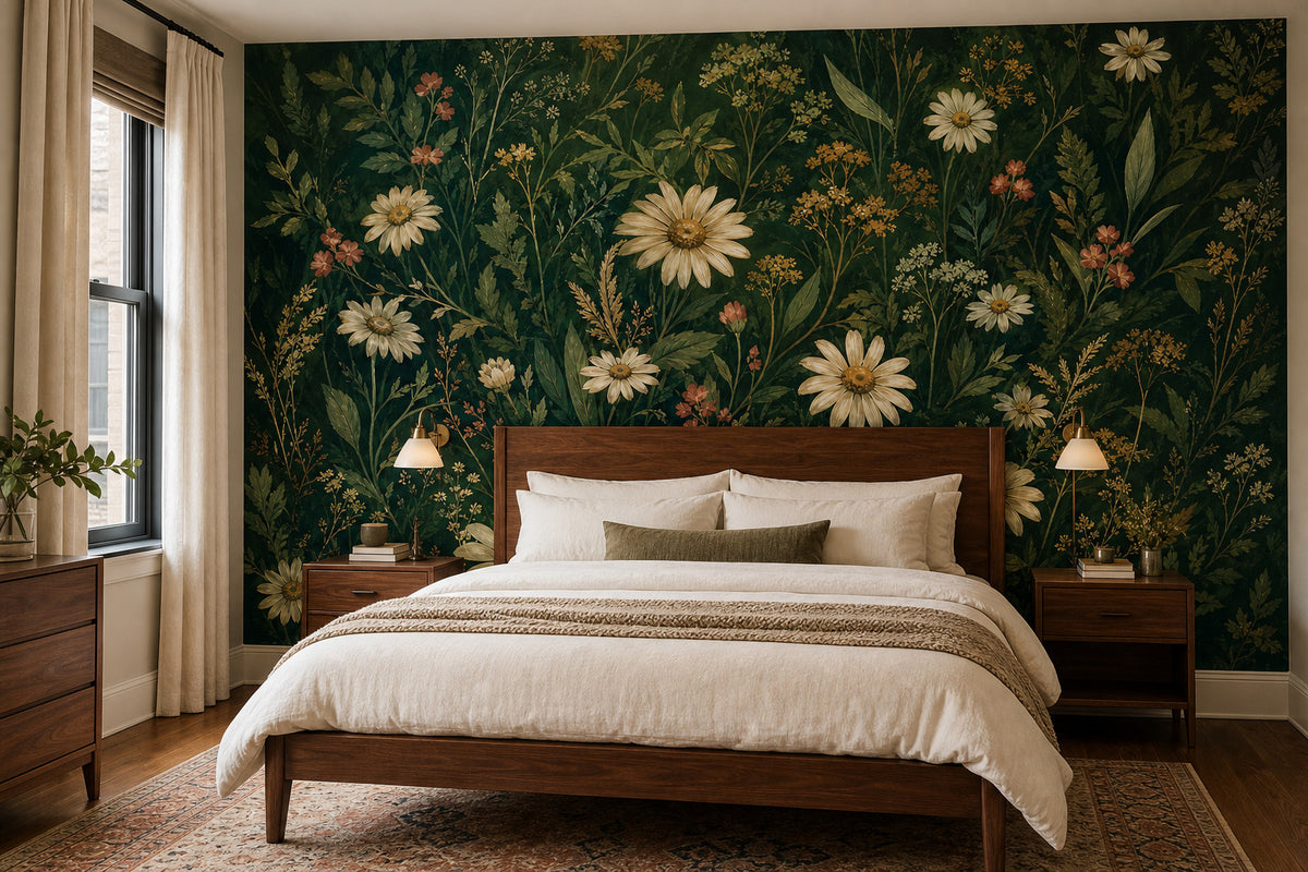 Green Daisy Wallpaper Mural product view