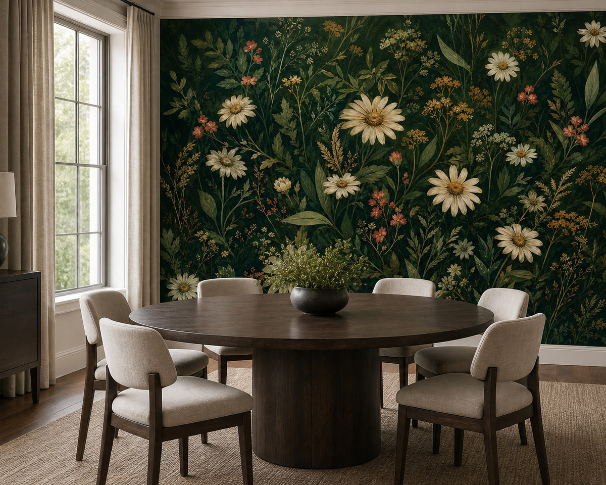 Green Daisy Wallpaper Mural product view