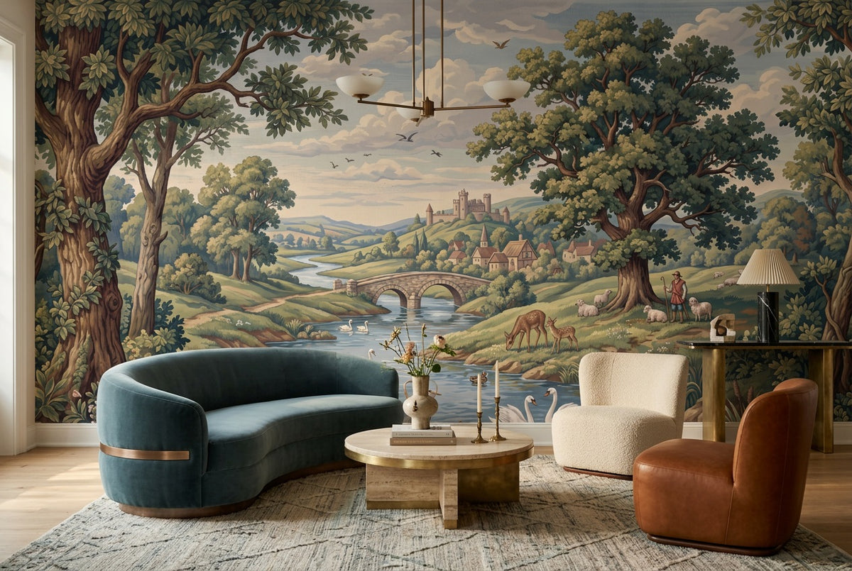 custom green deer living room removable non woven vinyl self adhesive wallpaper mural