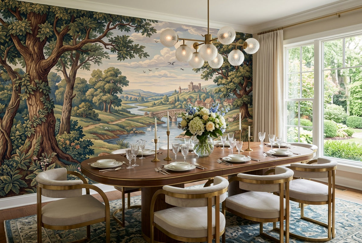 custom green deer wallpaper mural dining room peel and stick non woven vinyl removable