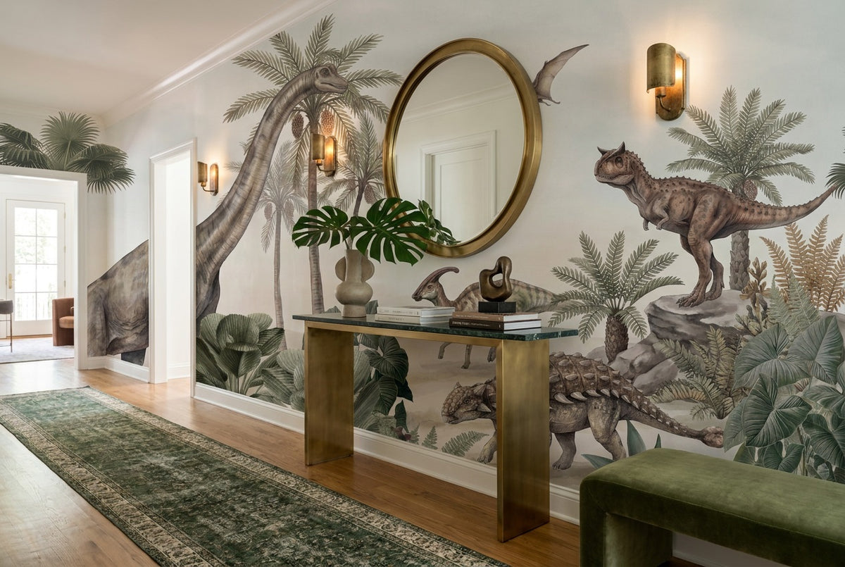 custom green dinosaur wallpaper mural hallway self adhesive non woven vinyl removable