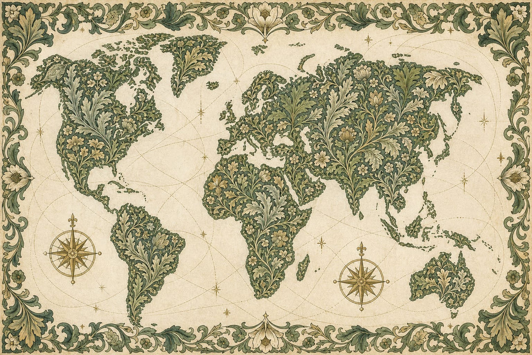 Green World Map Wallpaper Mural product view