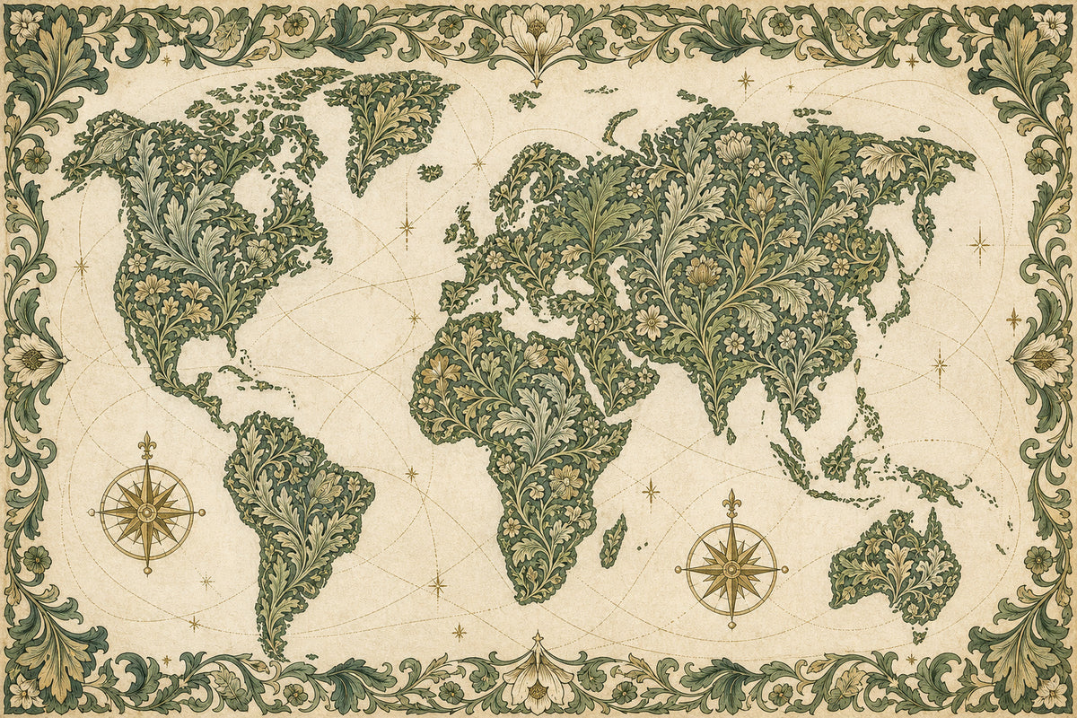Green World Map Wallpaper Mural product view