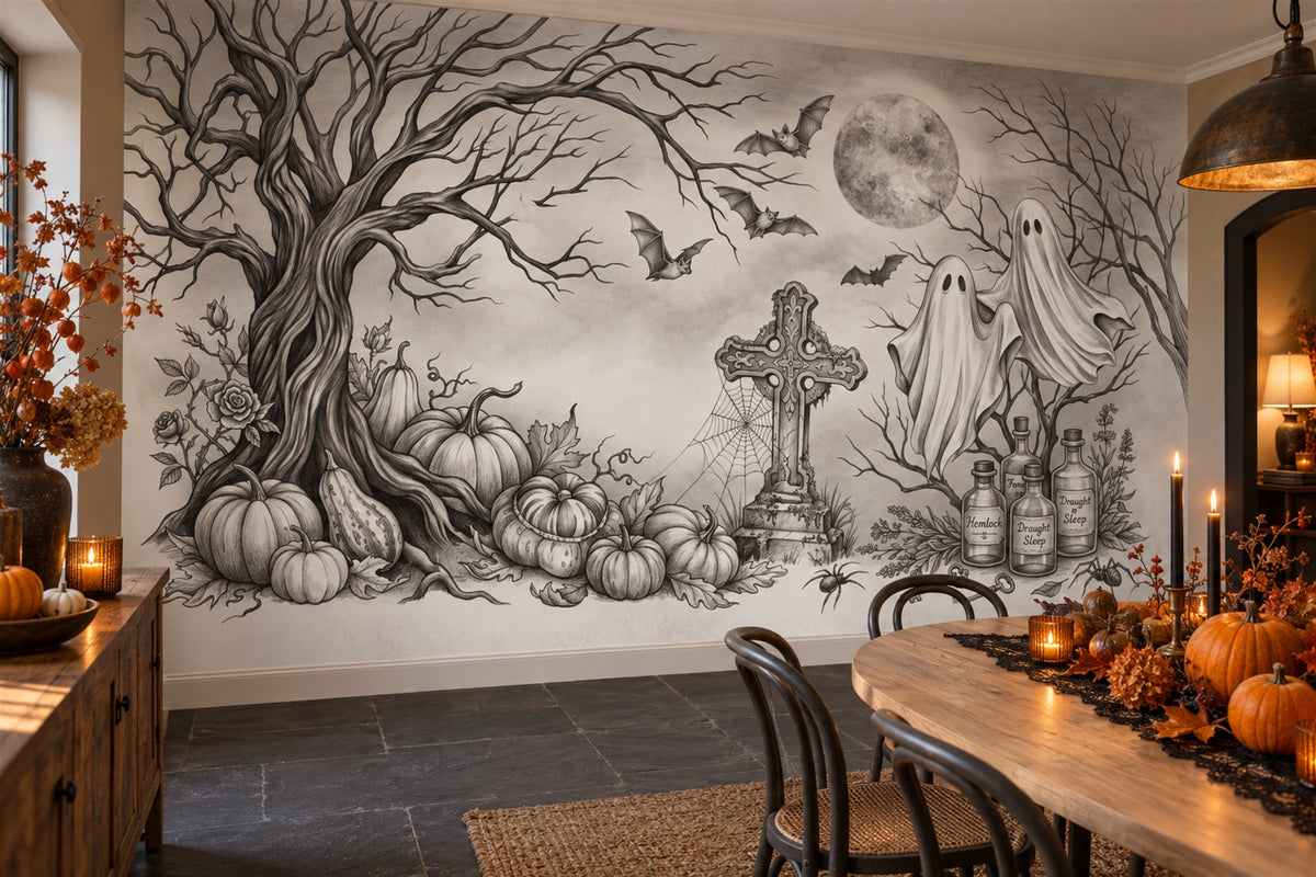custom grey ghosts wallpaper mural dining room self adhesive non woven vinyl removable