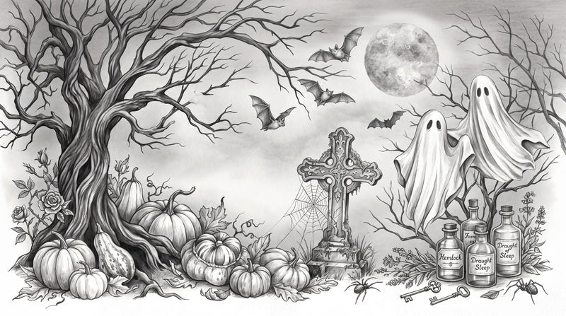 Grey Graveyard Halloween Wallpaper Mural