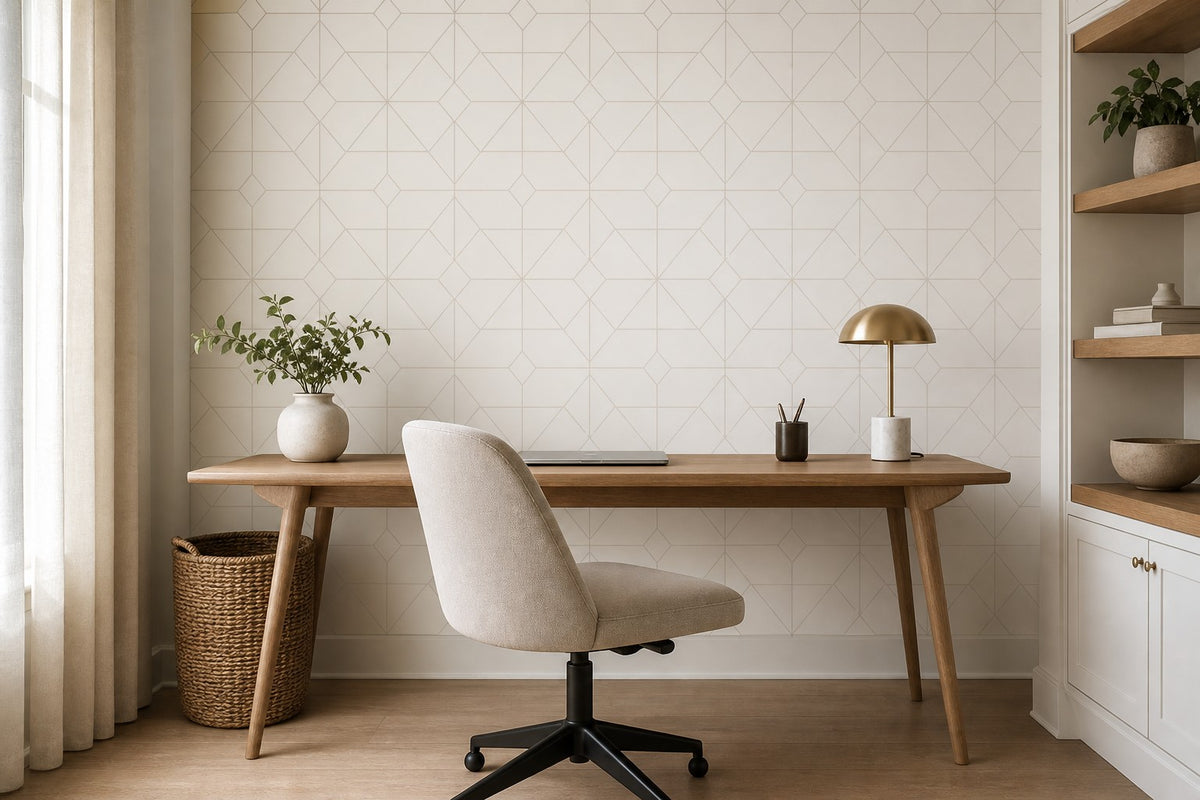 Taupe Grid Micro Wallpaper Mural product view