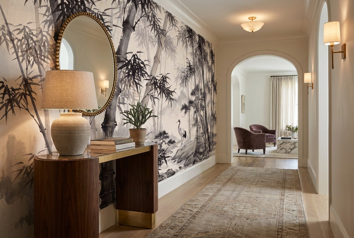 custom hall black bamboo forest wallpaper mural stick on vinyl non woven removable