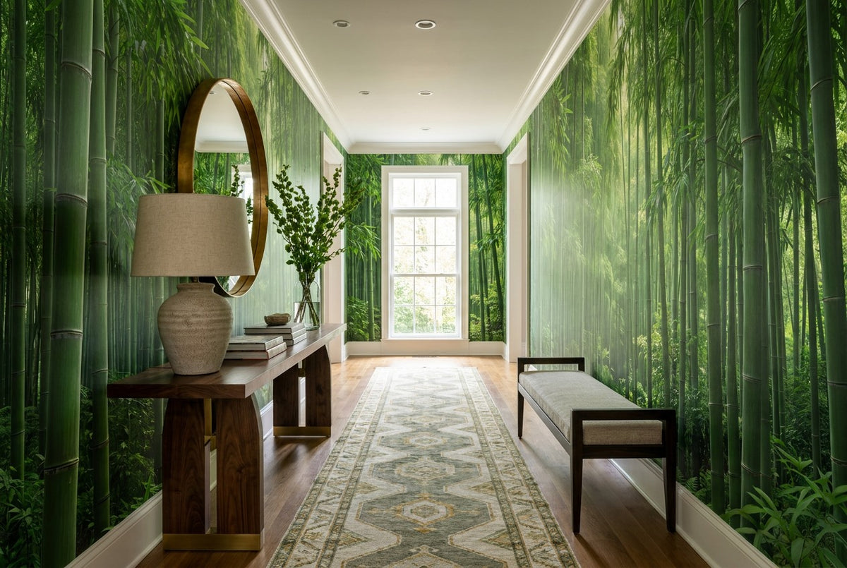 custom hall green bamboo forest wallpaper mural stick on vinyl non woven removable