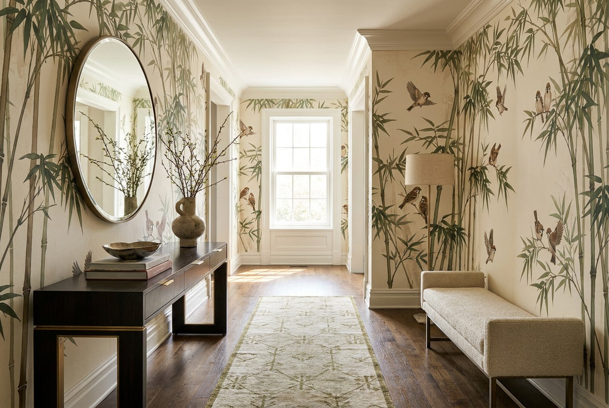 custom hall olive bamboo forest wallpaper mural stick on vinyl non woven removable