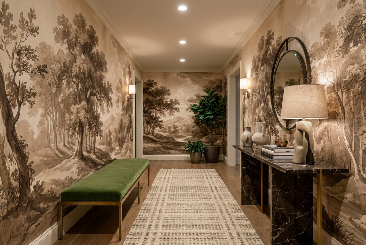 custom hall sepia forest sunset wallpaper mural stick on vinyl non woven removable