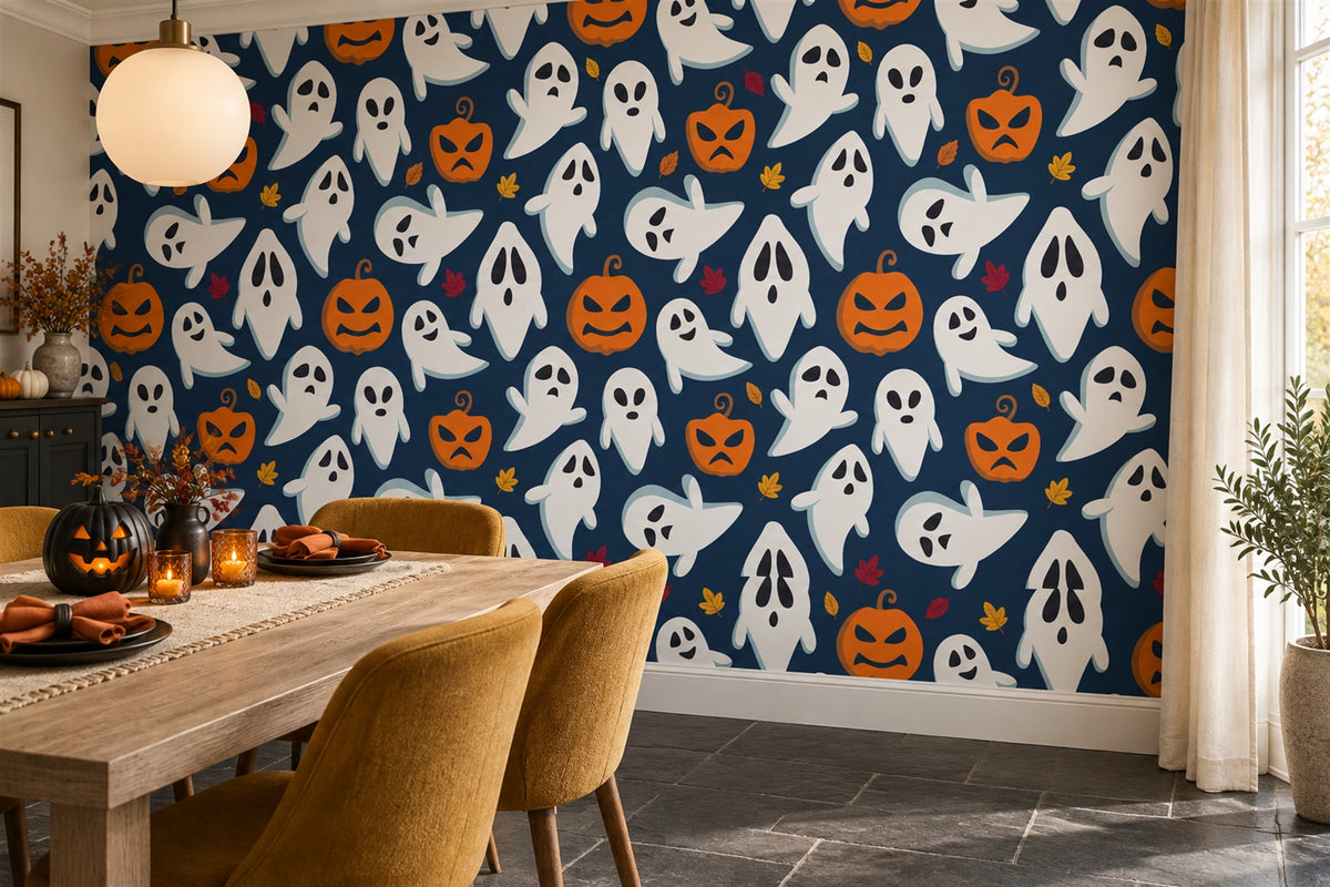 custom halloween navy ghosts wallpaper mural dining stick on non woven vinyl removable