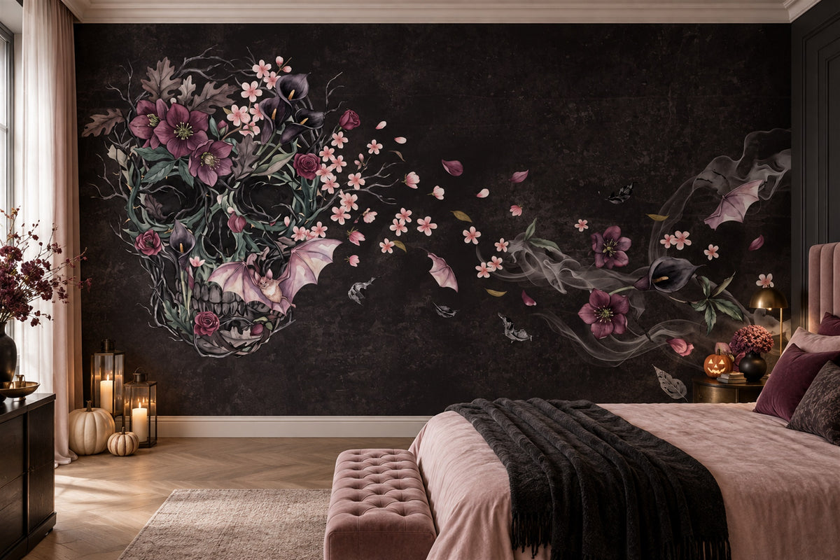 custom halloween pink skull wallpaper mural bedroom stick on non woven vinyl removable