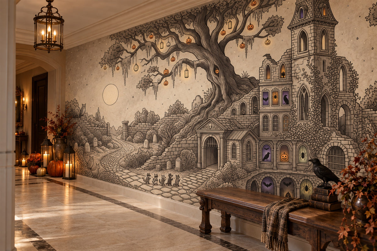 custom hallway beige castle removable self adhesive non woven vinyl wallpaper mural