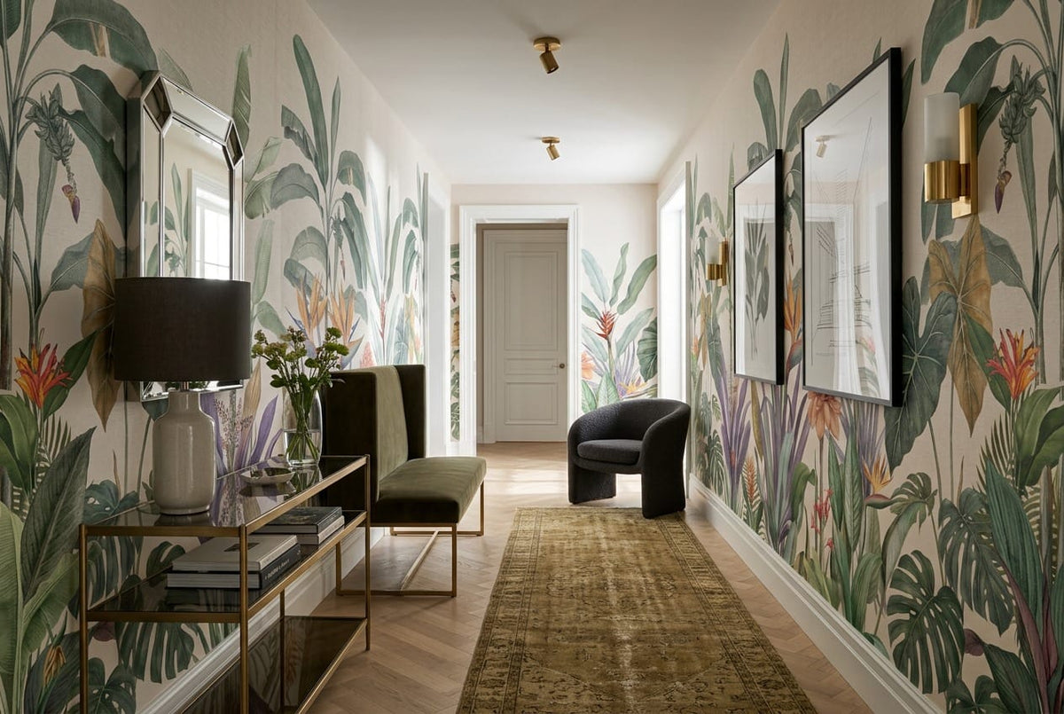 Bird of Paradise Botanical Jungle Wallpaper Mural in custom
