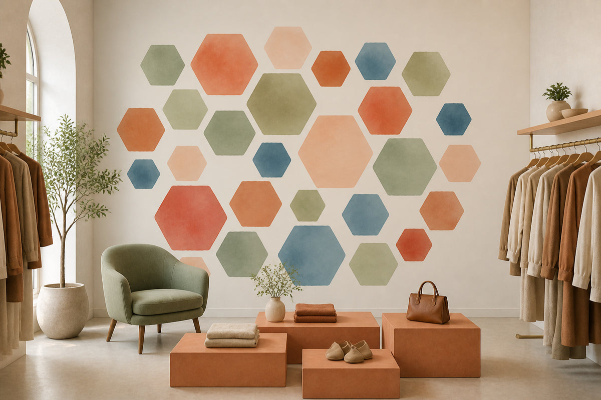 Sage Hexagon Wallpaper Mural product view