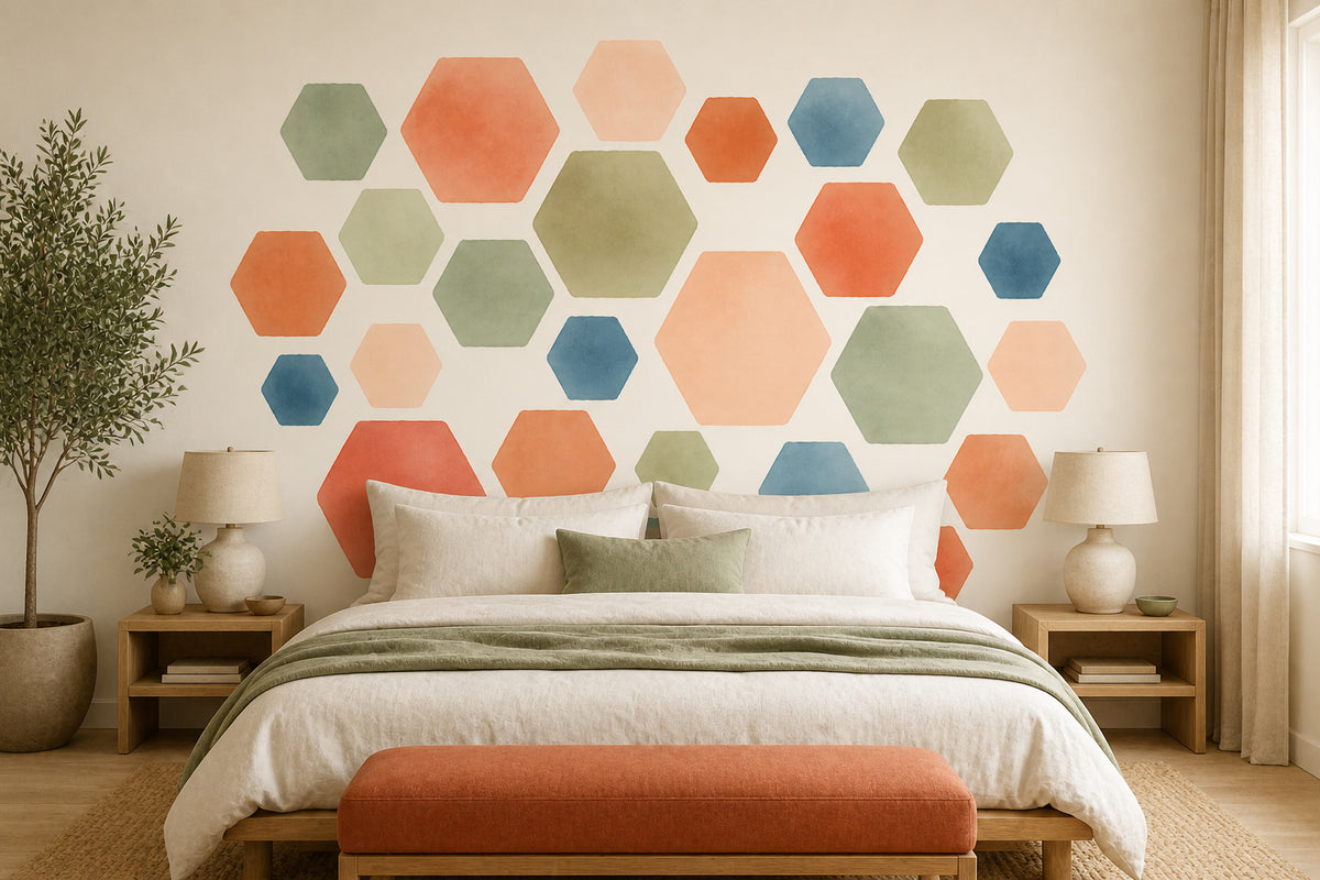 Sage Hexagon Wallpaper Mural product view