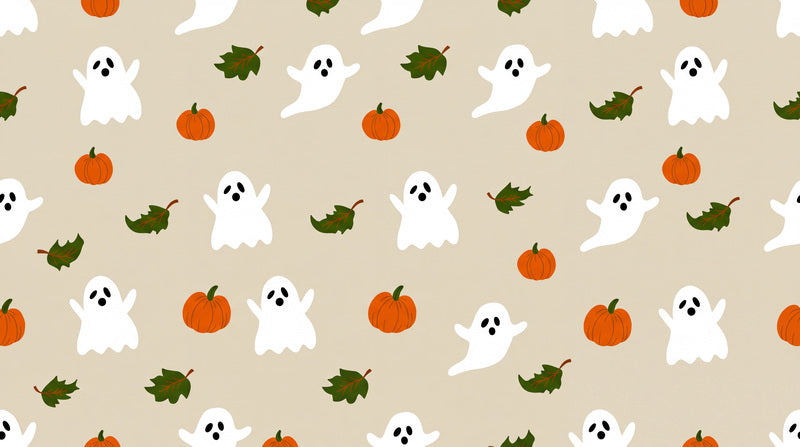 Cream Ghosts And Pumpkins Halloween Wallpaper Mural