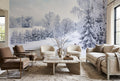 Icy White Snowy Nordic Winter Forest Wallpaper Mural
