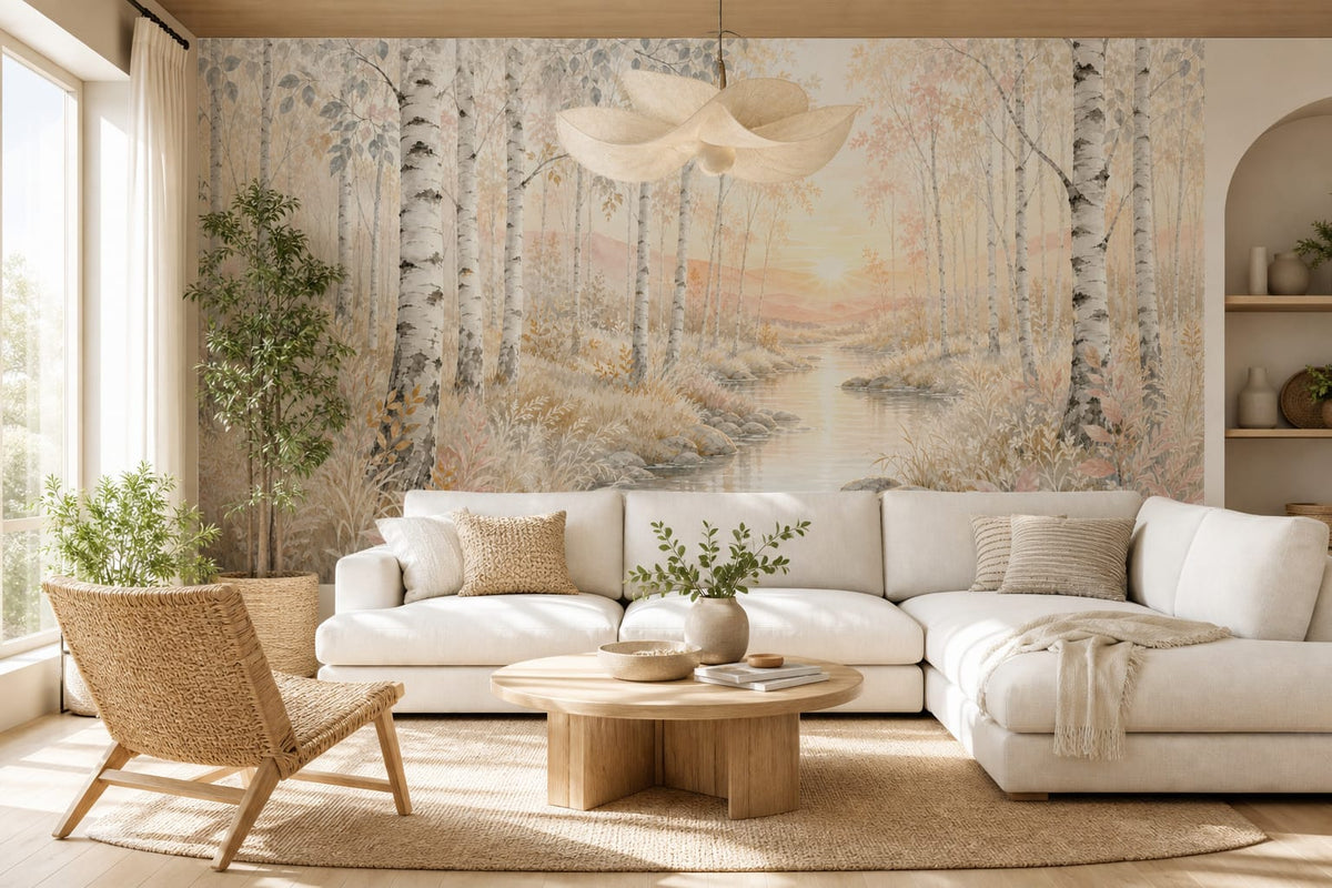 Ivory Birch Wallpaper Mural product view