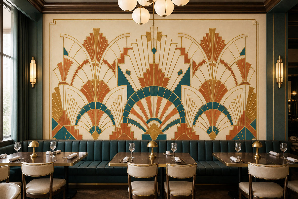 Ivory Deco Fan Wallpaper Mural product view