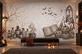 Cream Spellbook Halloween Wallpaper Mural