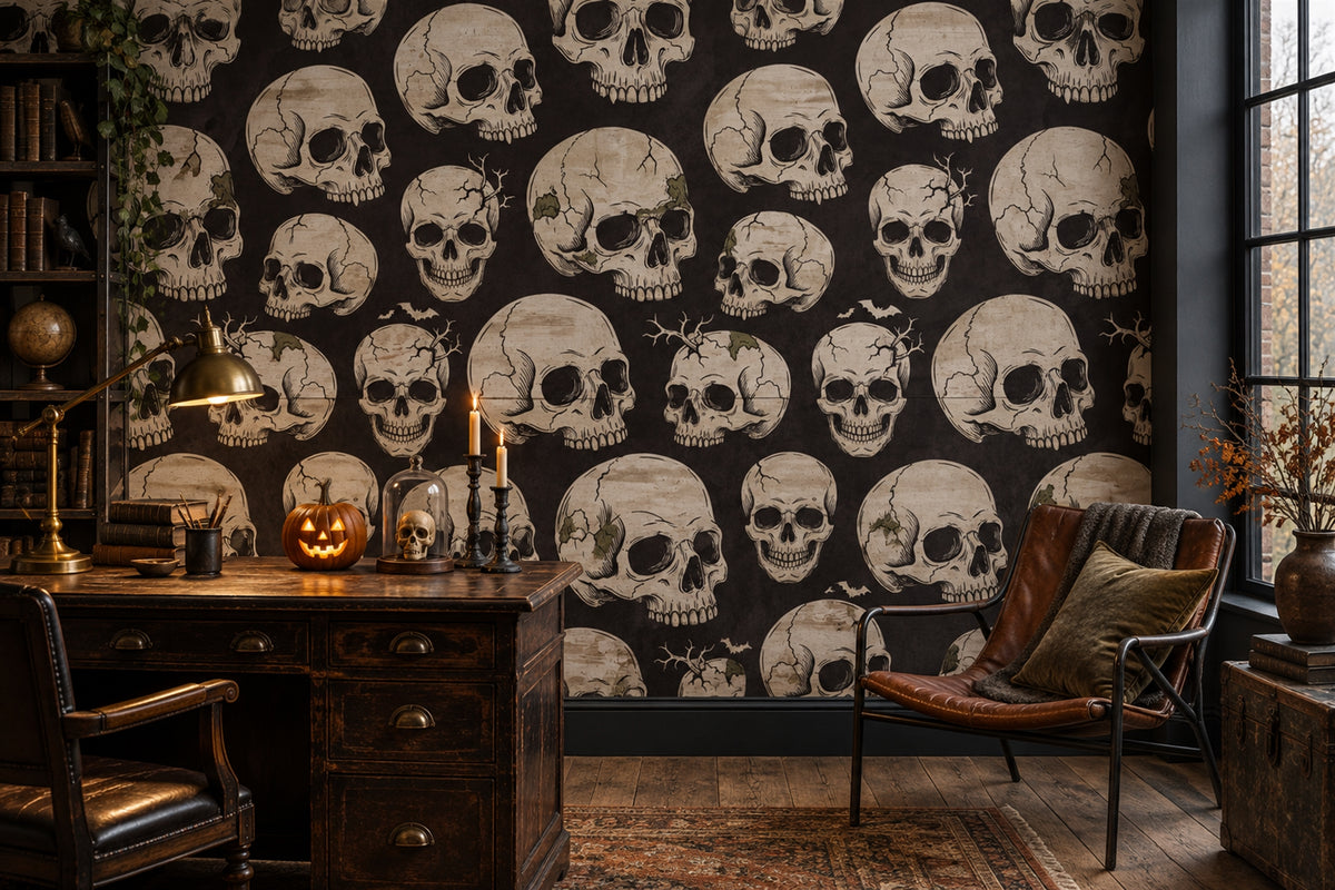custom ivory skulls wallpaper mural study peel and stick non woven vinyl removable