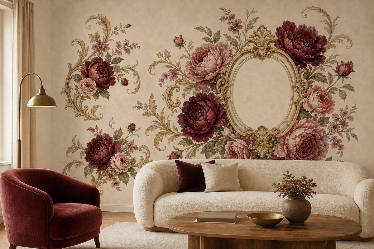 Ivory Baroque Bar Wallpaper Mural product view