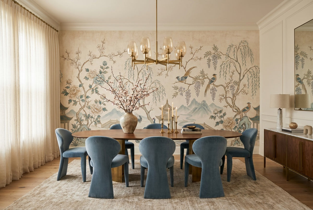 custom ivory willow cranes wallpaper mural dining stick on non woven vinyl removable