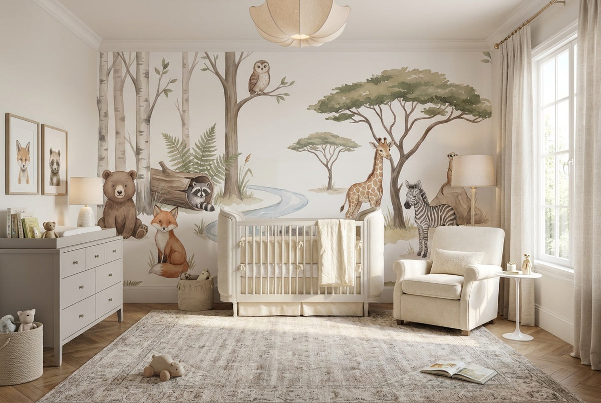custom ivory woodland nursery removable non woven vinyl self adhesive wallpaper mural