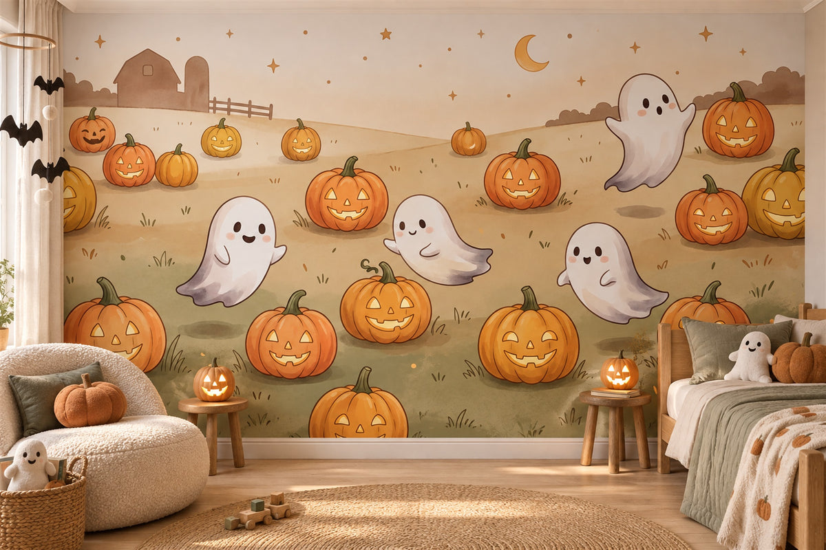 custom kids room orange ghosts removable self adhesive non woven vinyl wallpaper mural