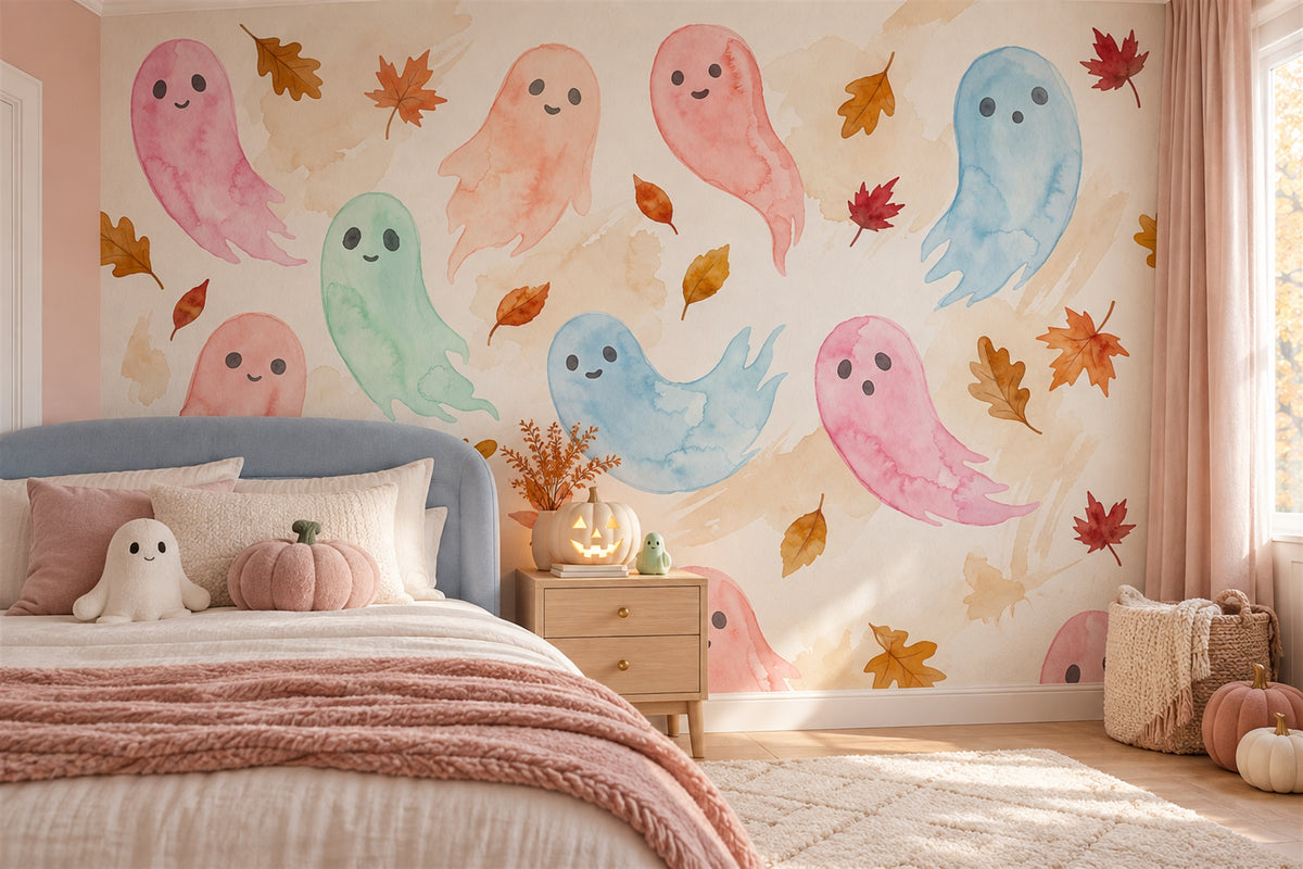 custom kids room pastel ghosts removable stick on non woven vinyl wallpaper mural
