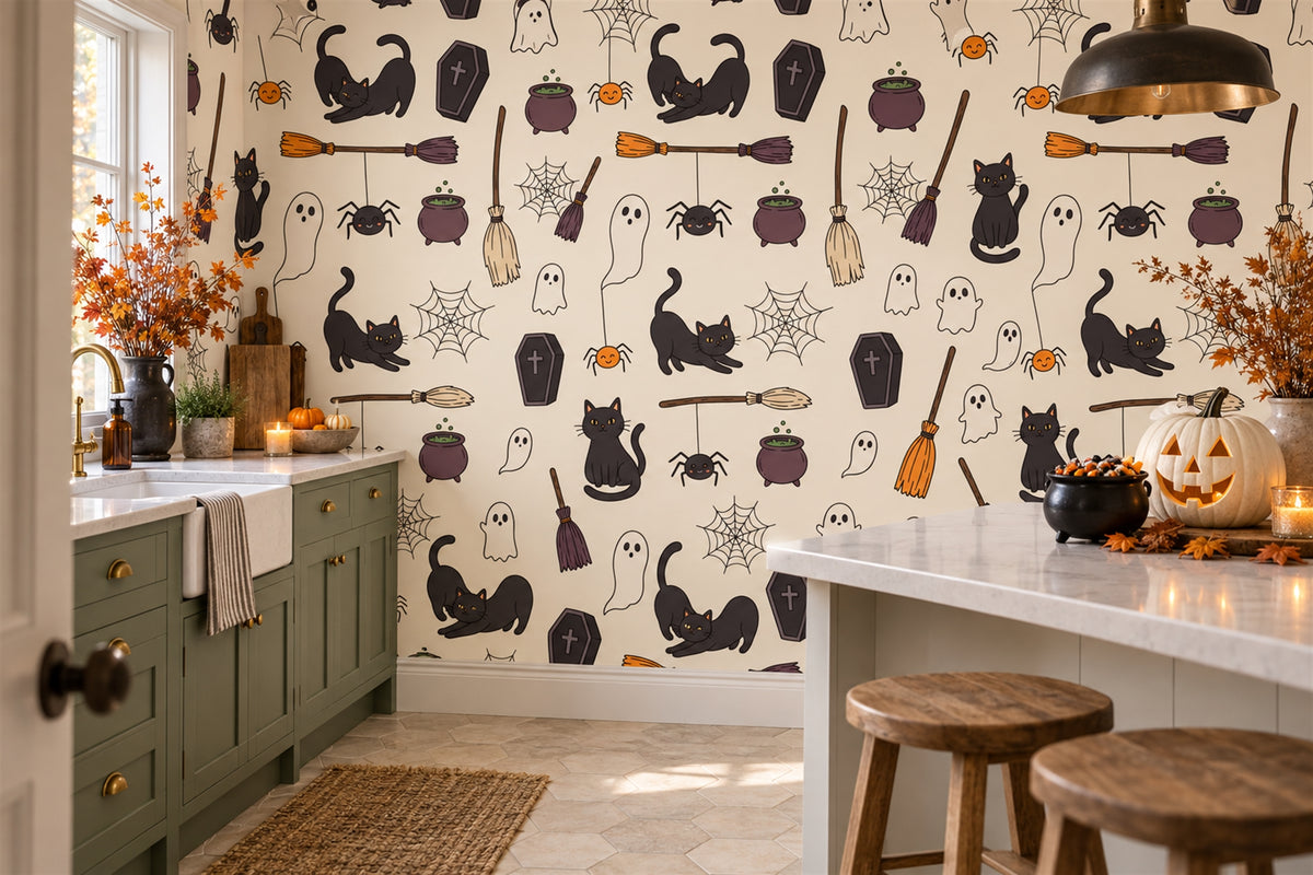 custom kitchen cream cats removable self adhesive non woven vinyl wallpaper mural