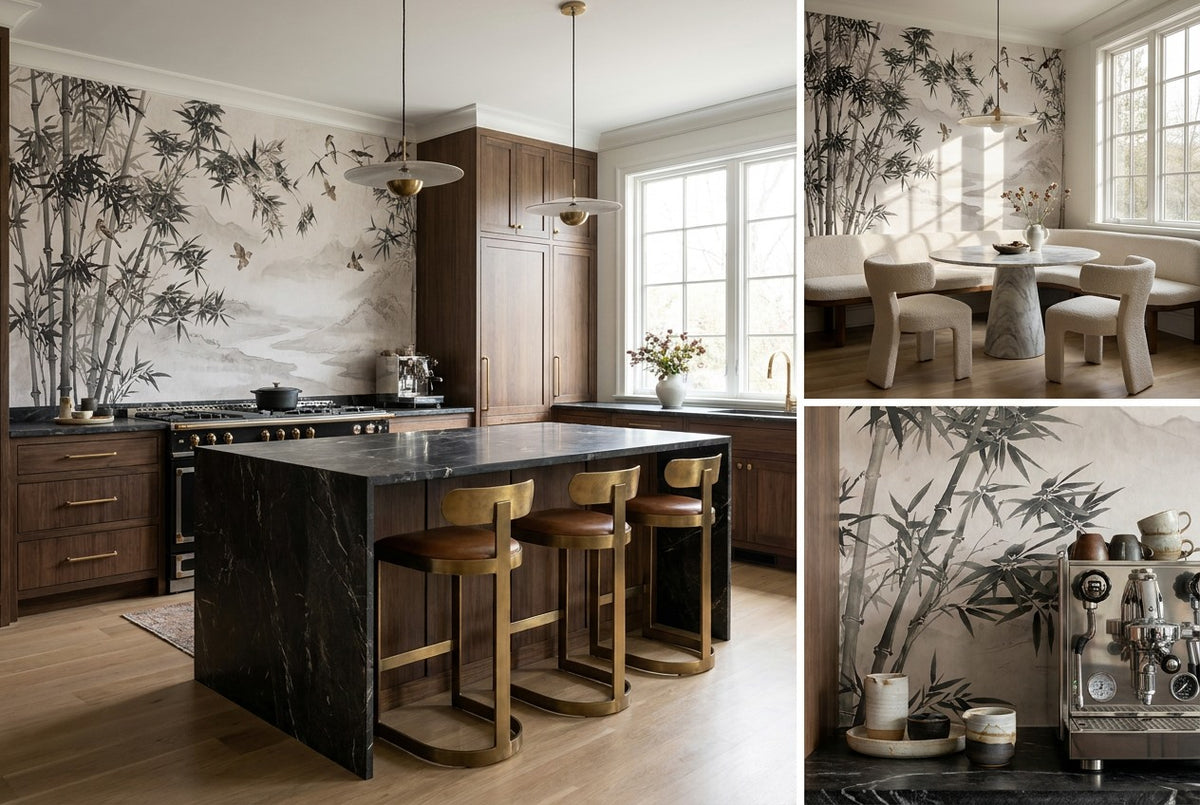 custom kitchen ebony bamboo forest wallpaper mural stick on vinyl non woven removable