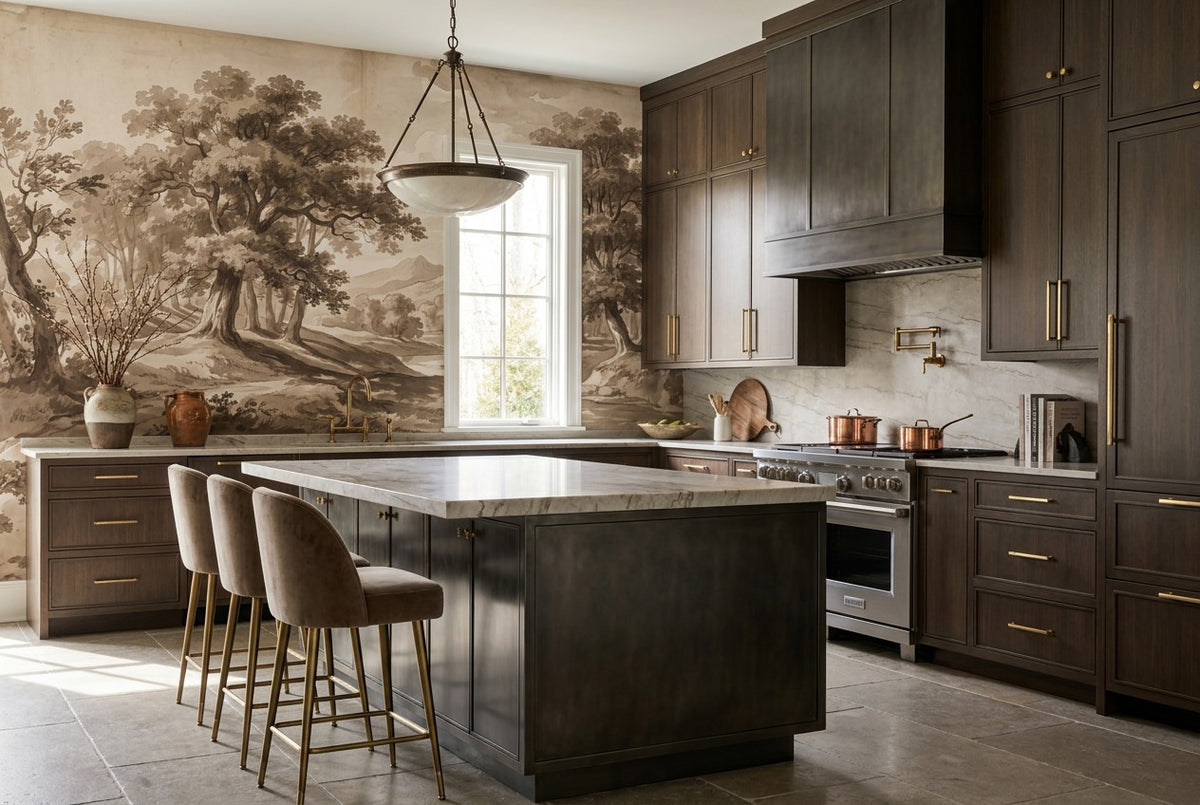custom kitchen sepia forest sunset wallpaper mural stick on vinyl non woven removable