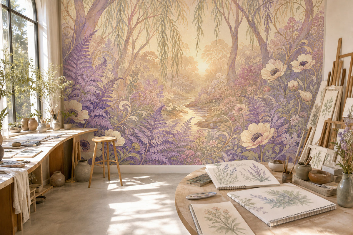 Lilac Fern Wallpaper Mural product view