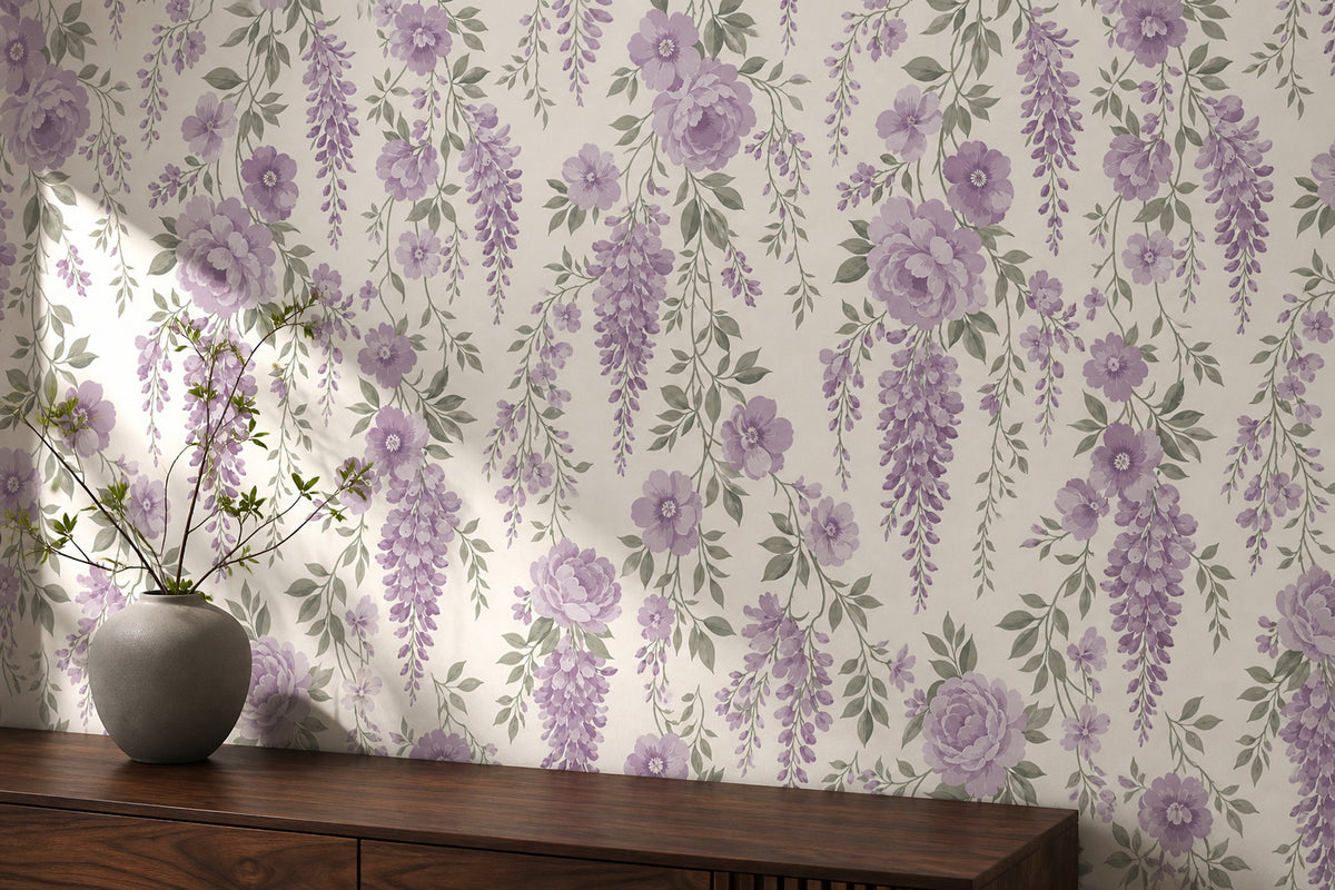 Lilac Floral Wallpaper Mural product view