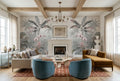 Blush Crane Orchid Tropical Jungle Wallpaper Mural