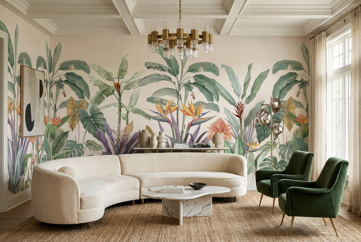 Bird of Paradise Botanical Jungle Wallpaper Mural in custom
