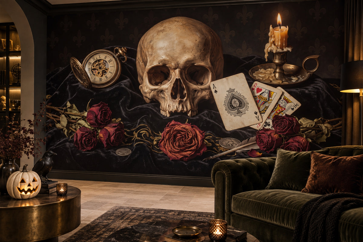 custom living room beige skull removable self adhesive non woven vinyl wallpaper mural