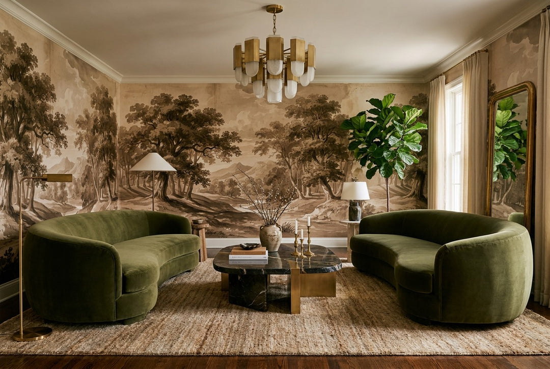 custom living sepia forest sunset wallpaper mural stick on vinyl non woven removable
