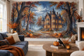 Blue Haunted Mansion Halloween Wallpaper Mural