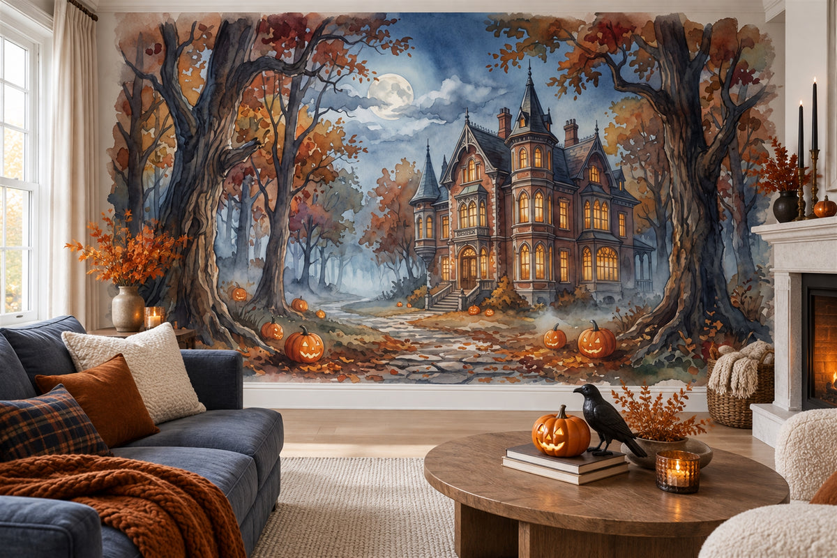custom lounge blue mansion removable peel and stick non woven vinyl wallpaper mural