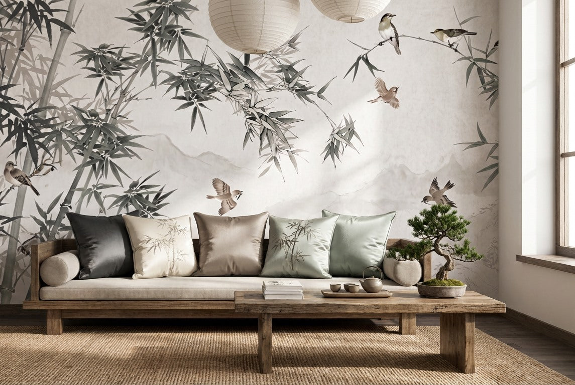 custom lounge ebony bamboo forest wallpaper mural stick on vinyl non woven removable