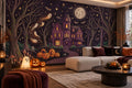 Purple Haunted House Halloween Wallpaper Mural
