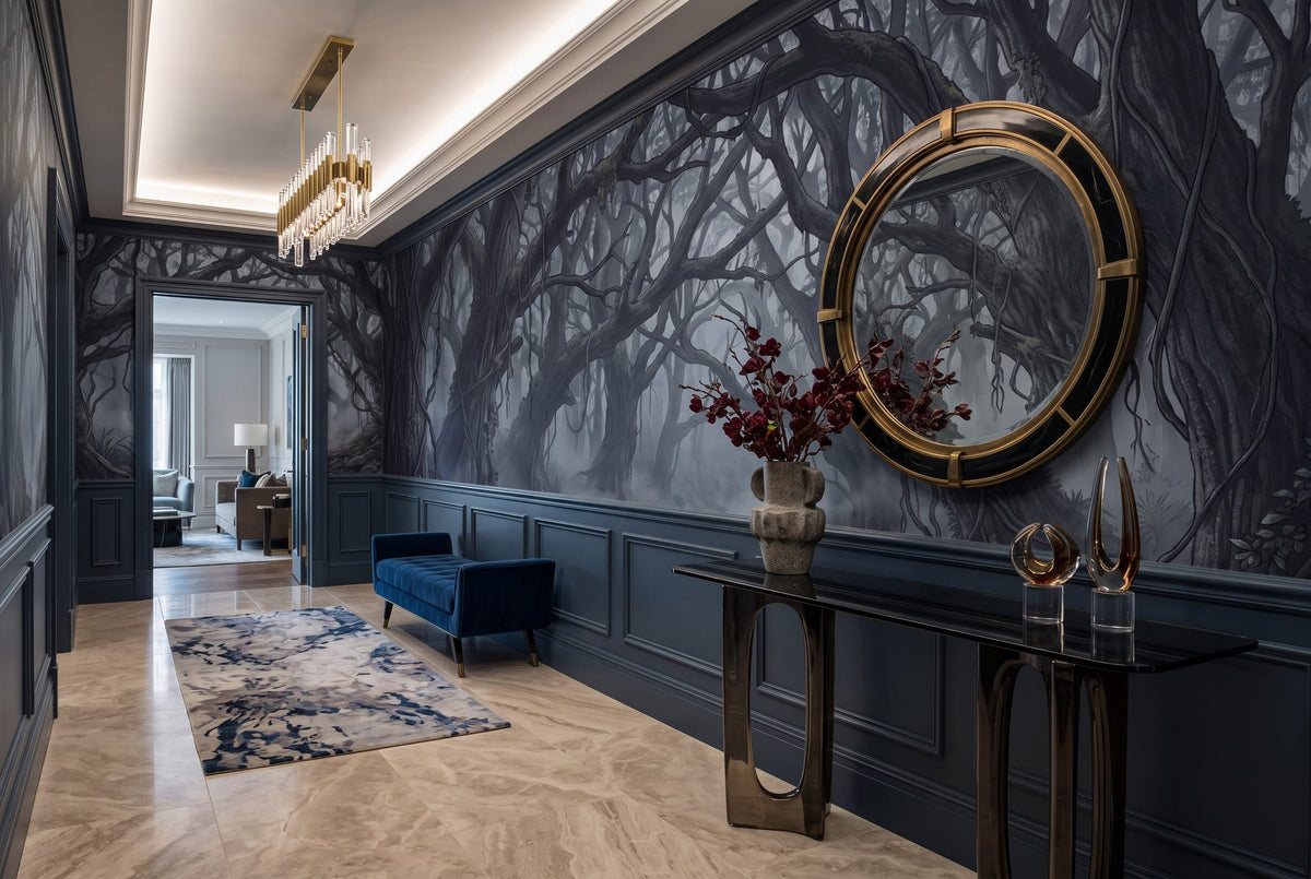 Dark Misty Forest Wallpaper Mural