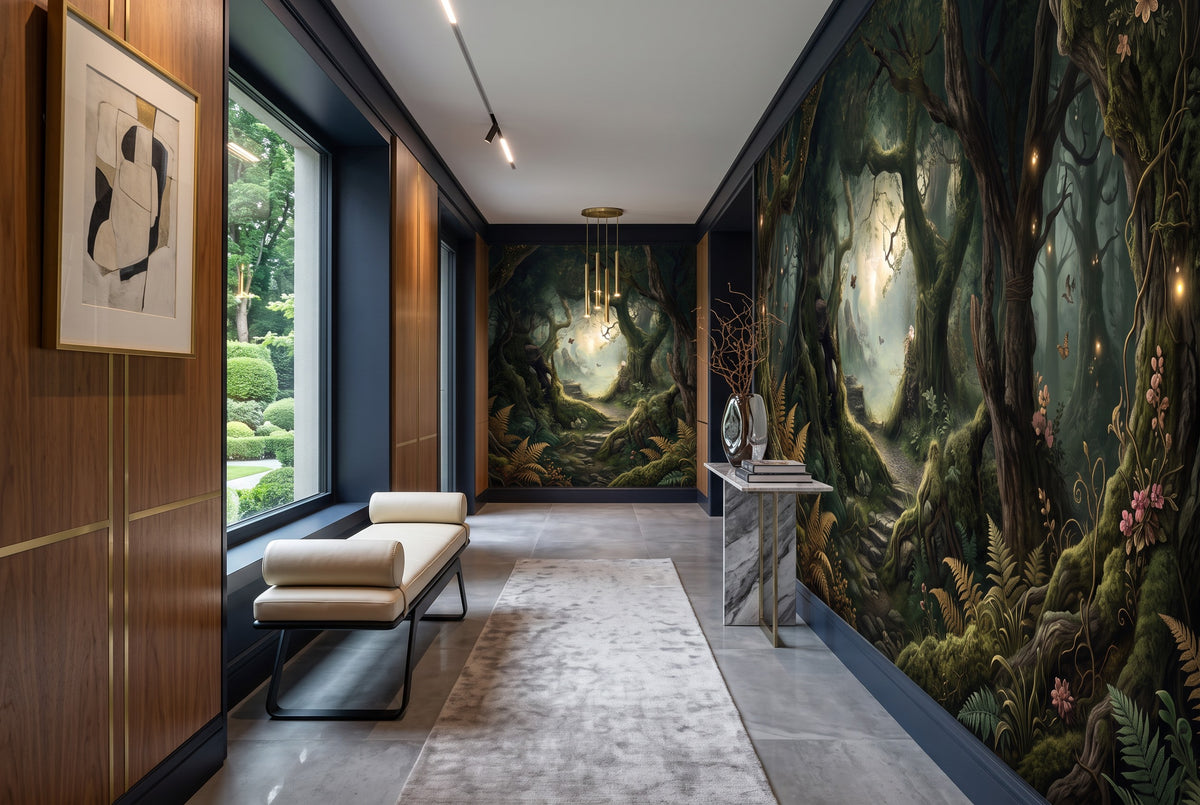 custom moon dark forest wallpaper mural hallway stick on non woven removable vinyl