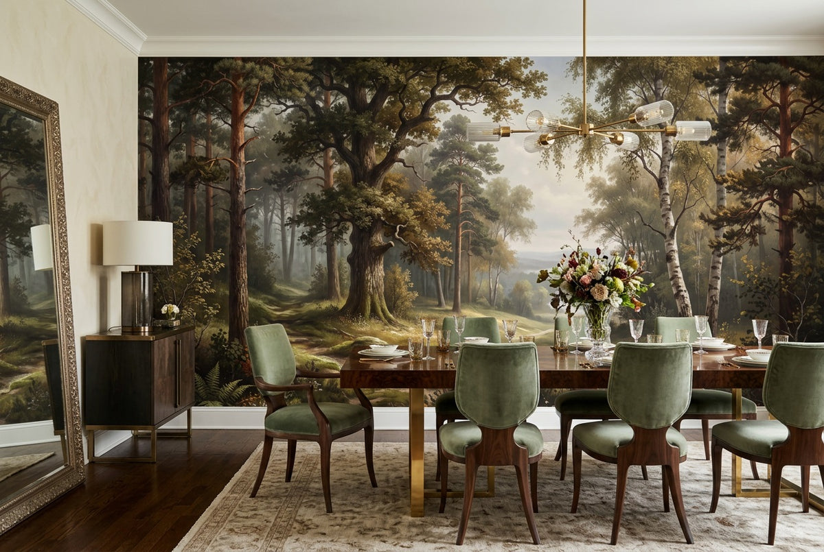 custom moss forest dining room removable non woven vinyl self adhesive wallpaper mural