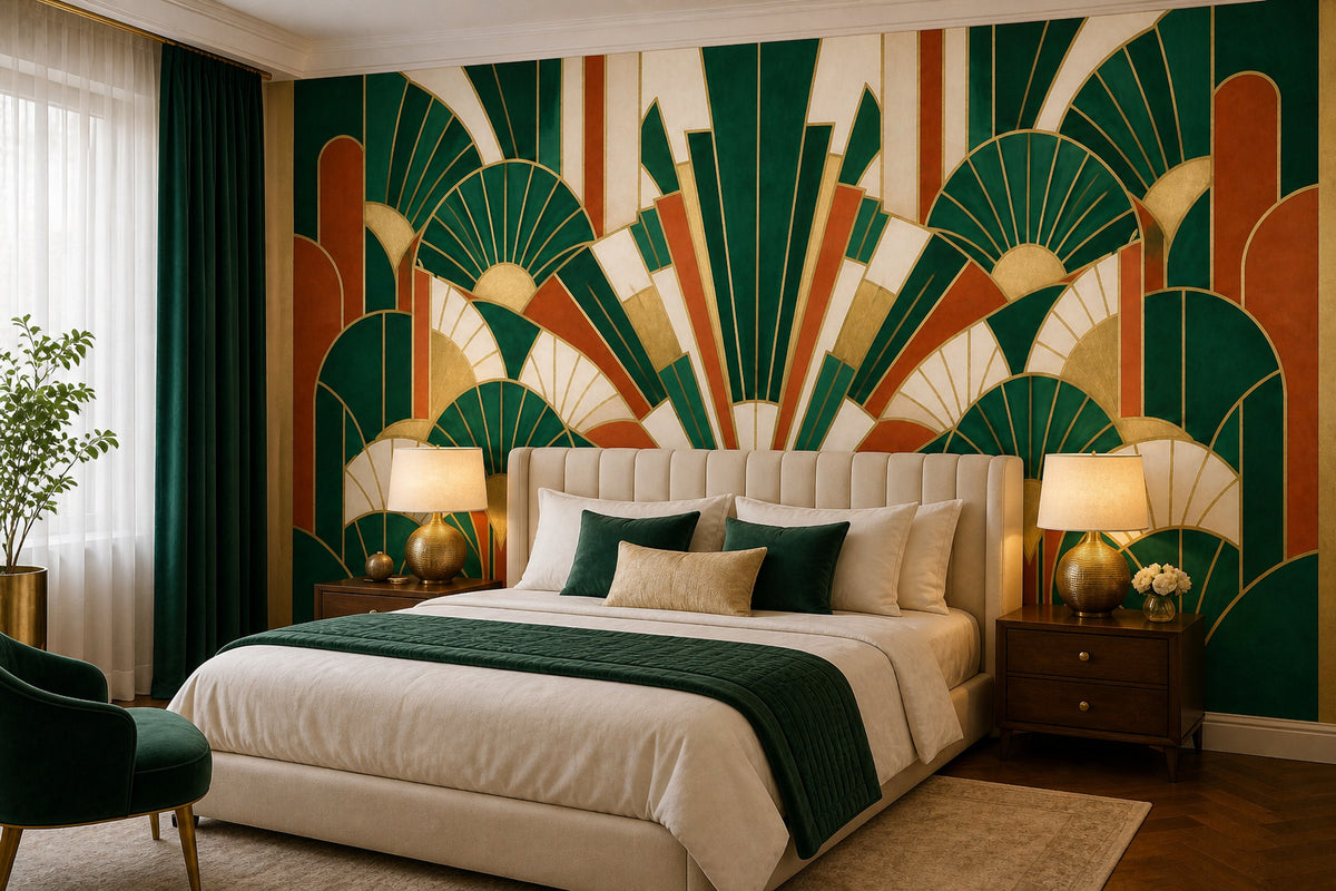 Navy Art Deco Wallpaper Mural product view
